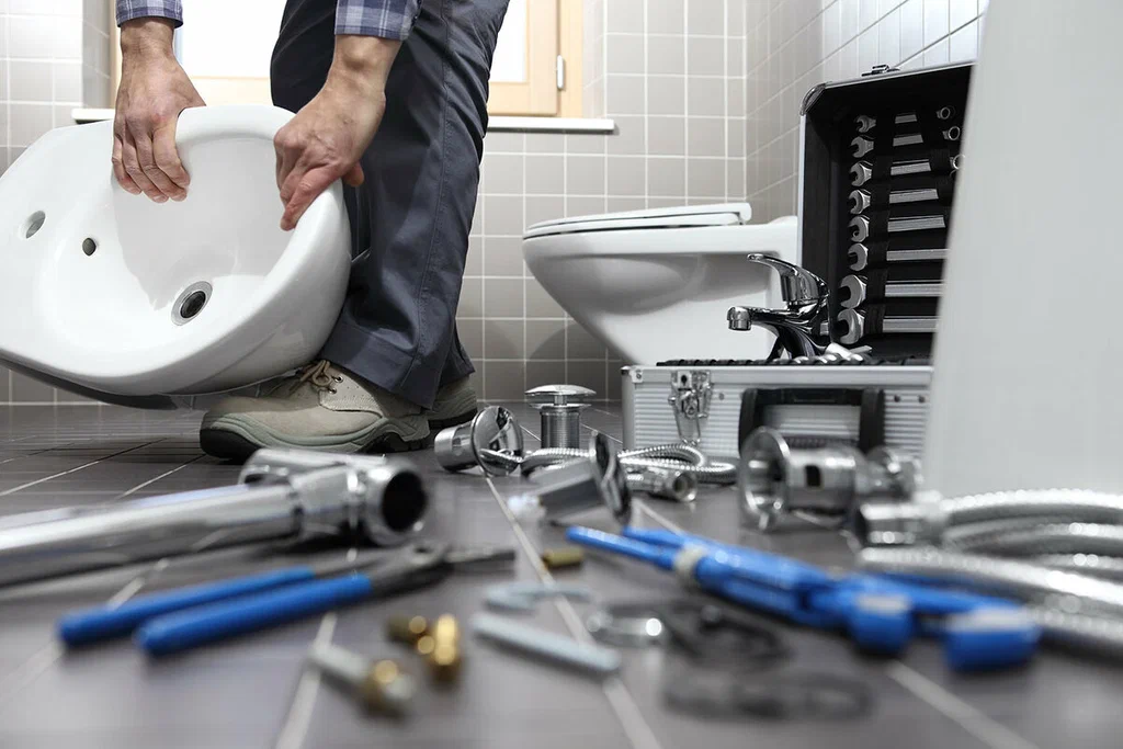 Plumbing tools prepared for a bathroom repair in Lancaster